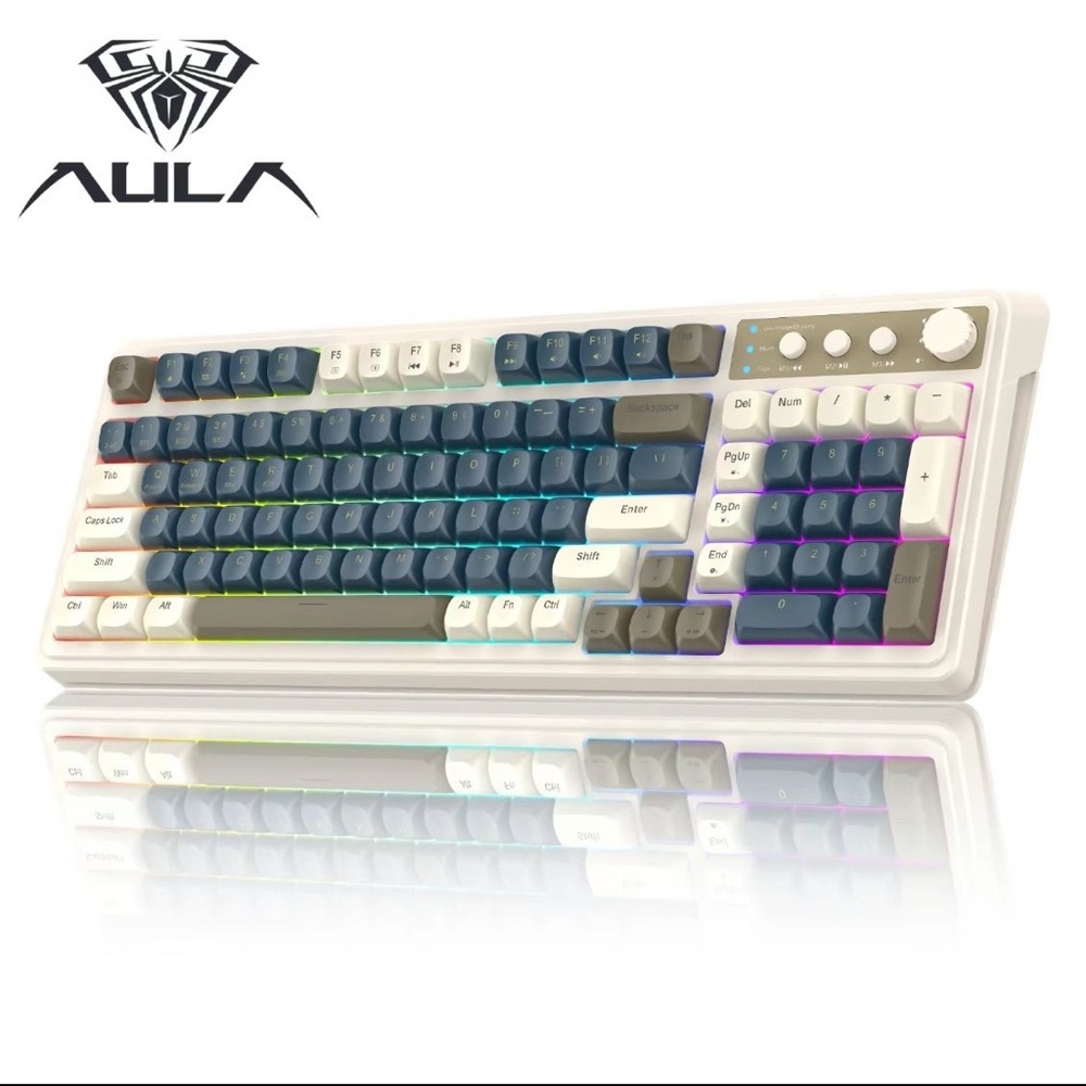 Aula S99 - White, Blue, and Green Mechanical Gaming Keyboard